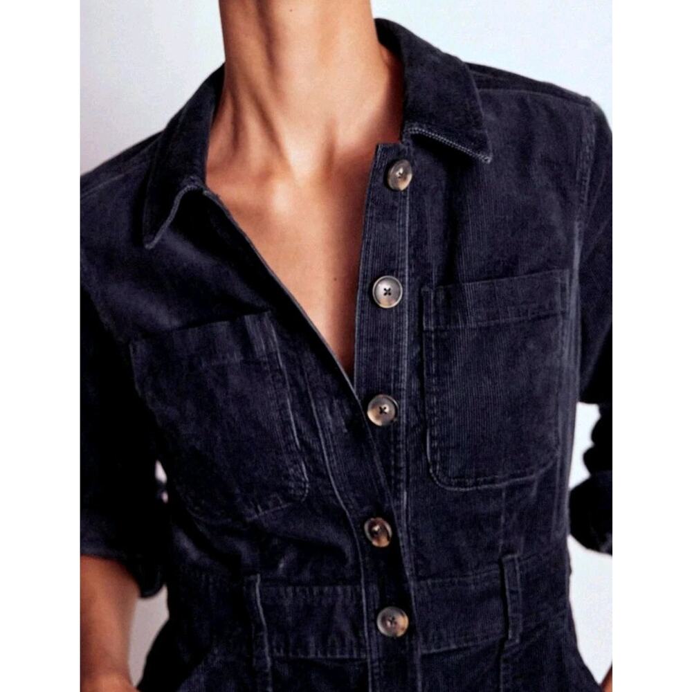 Boden Long navy blue Amanda Cord Short Dress cotton blend - Picture 3 of 10
